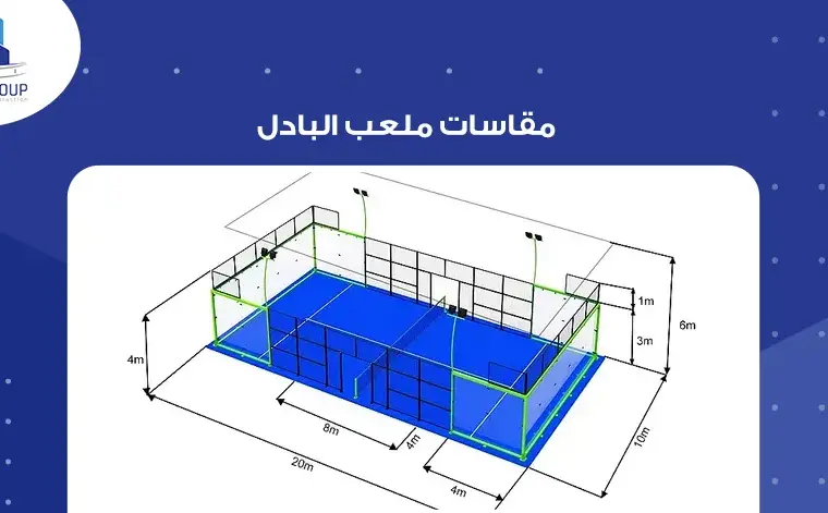 مقاسات ملعب البادل