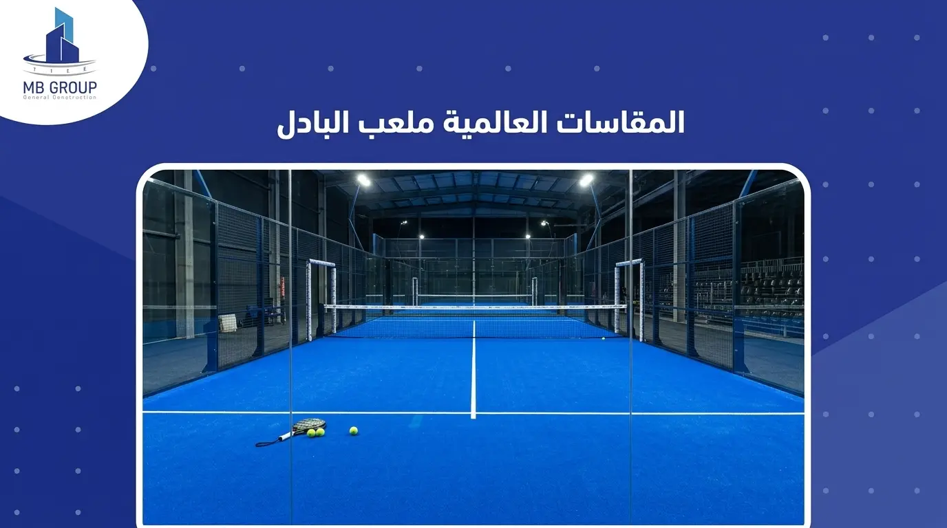 المقاسات العالمية ملعب البادل